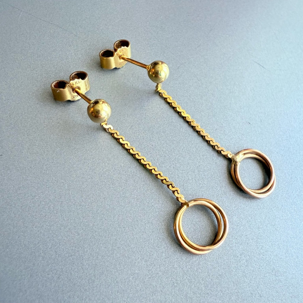 14k Solid Gold Trinity Interlinked Infinity Circl… - image 4